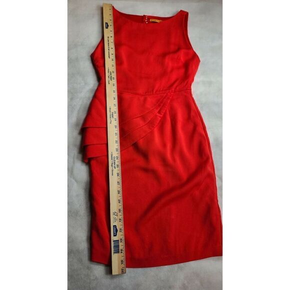 Alice + Olivia Dress‎ Size 4 Red Night Out Sheath Ruffle Sleeveless Peplum - Picture 10 of 12